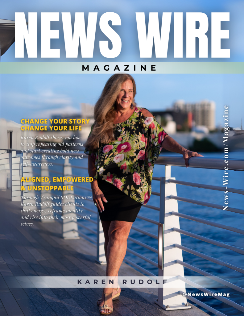 Karen Rudolf featured on the cover of News Wire Magazine, founder of Tranquil SOULutions.